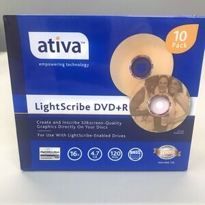 Ativa LightScribe DVD+R Recordable Media Cases 4.7 GB 120 Min Pack 10